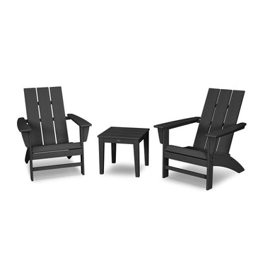 POLYWOOD Modern 3-Piece Adirondack Set - Black
